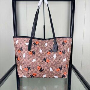 Coach City Tote In Signature Canvas With Halloween Print CW450